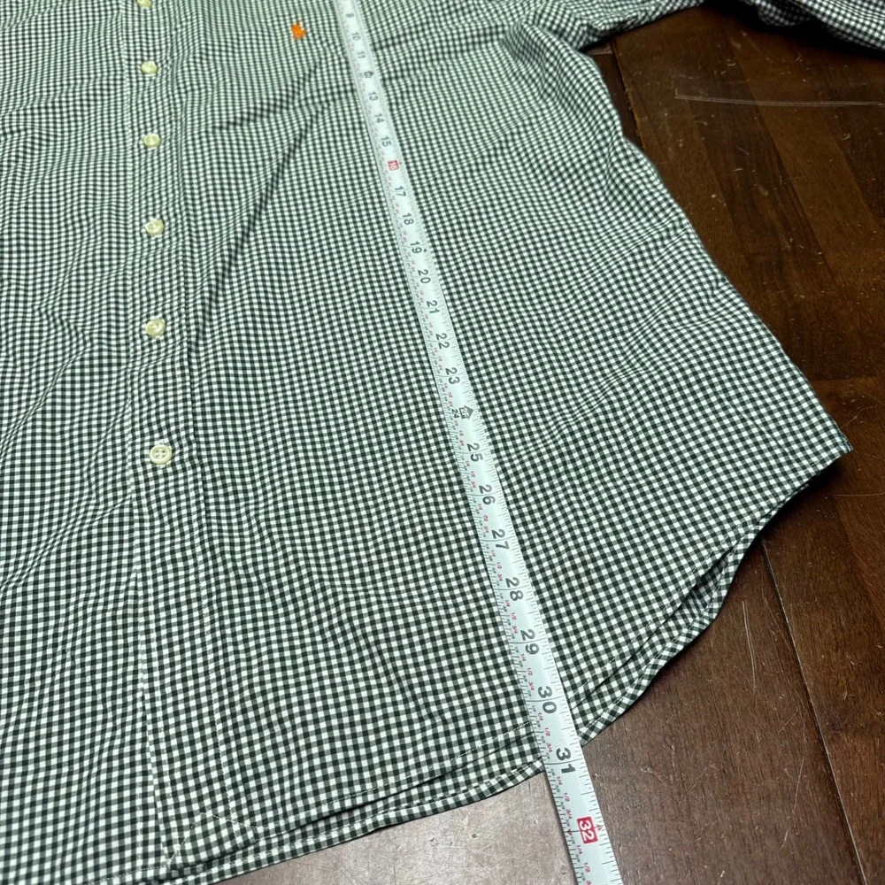 Polo Ralph Lauren Button Down Men XXL Green Gingham Check Slim Fit Long Sleeve